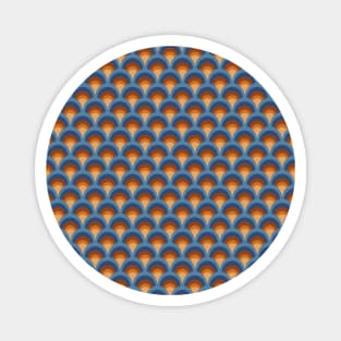 Orange and Blue Scale Seamless Pattern 1970s Inspired Magnet